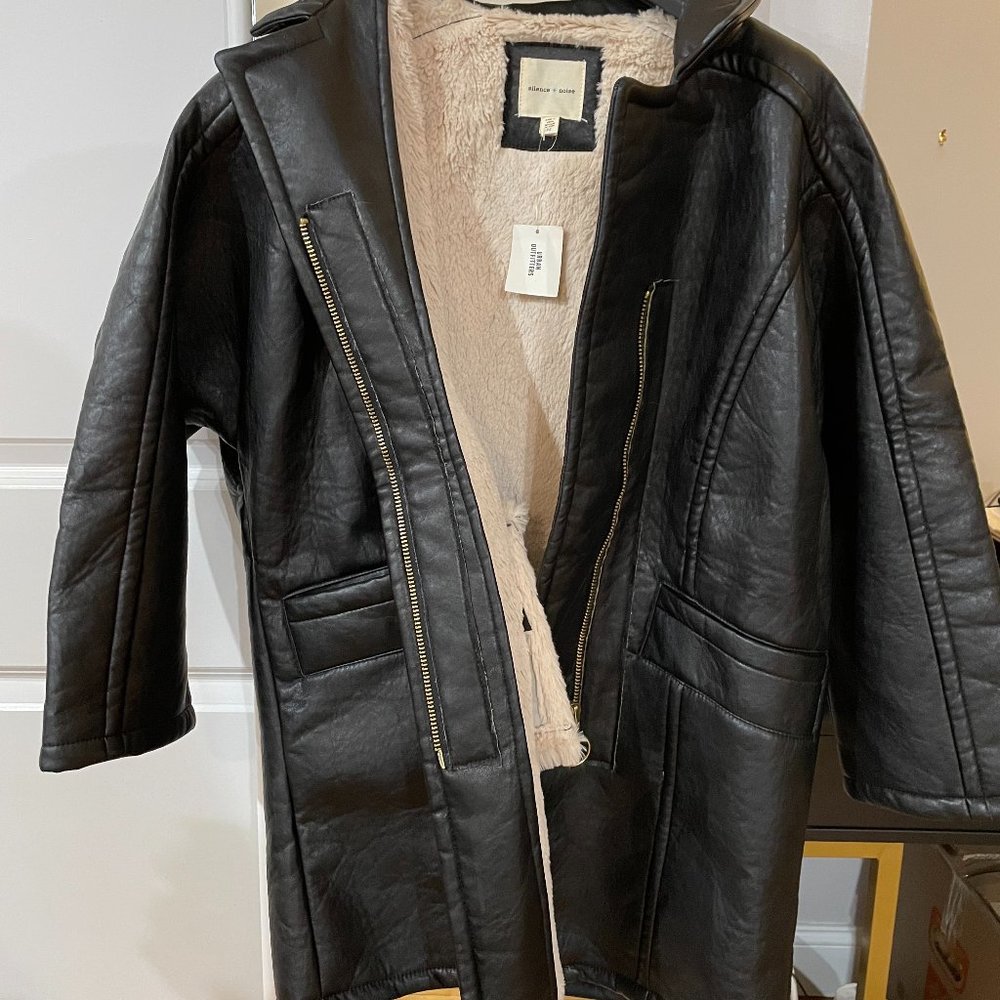 brand new oversized black vegan leather coat